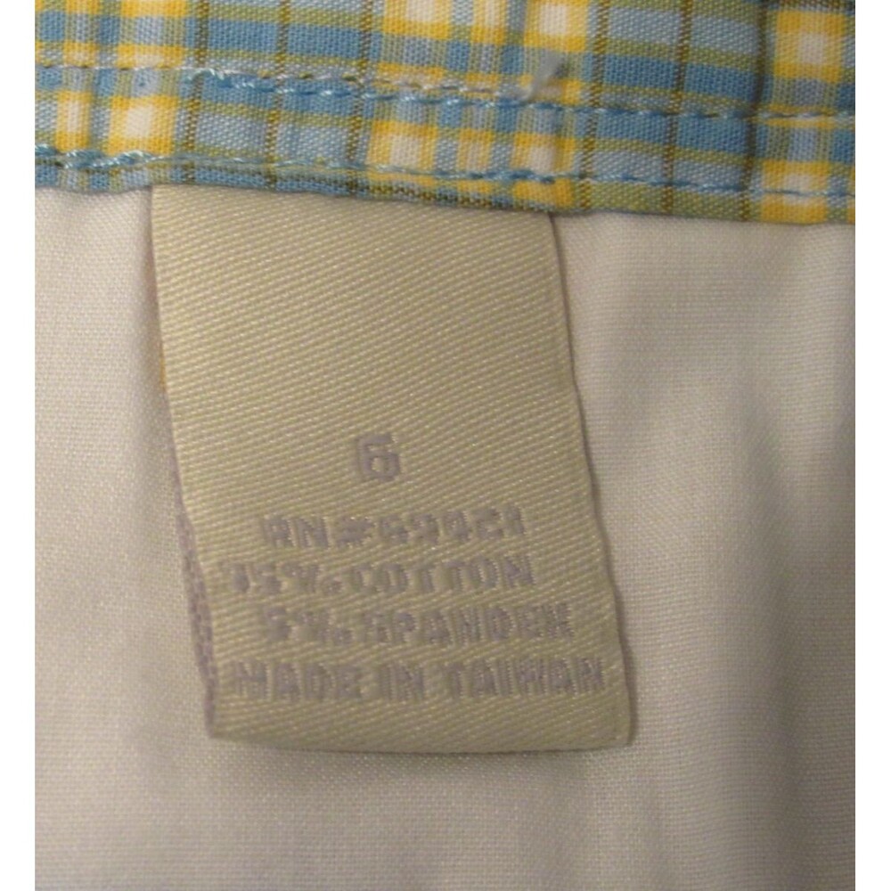 Greg Norman Plaid Lightweight Stretch Cotton Blue/Yellow Golf Shorts Size 6 - Picture 4 of 4